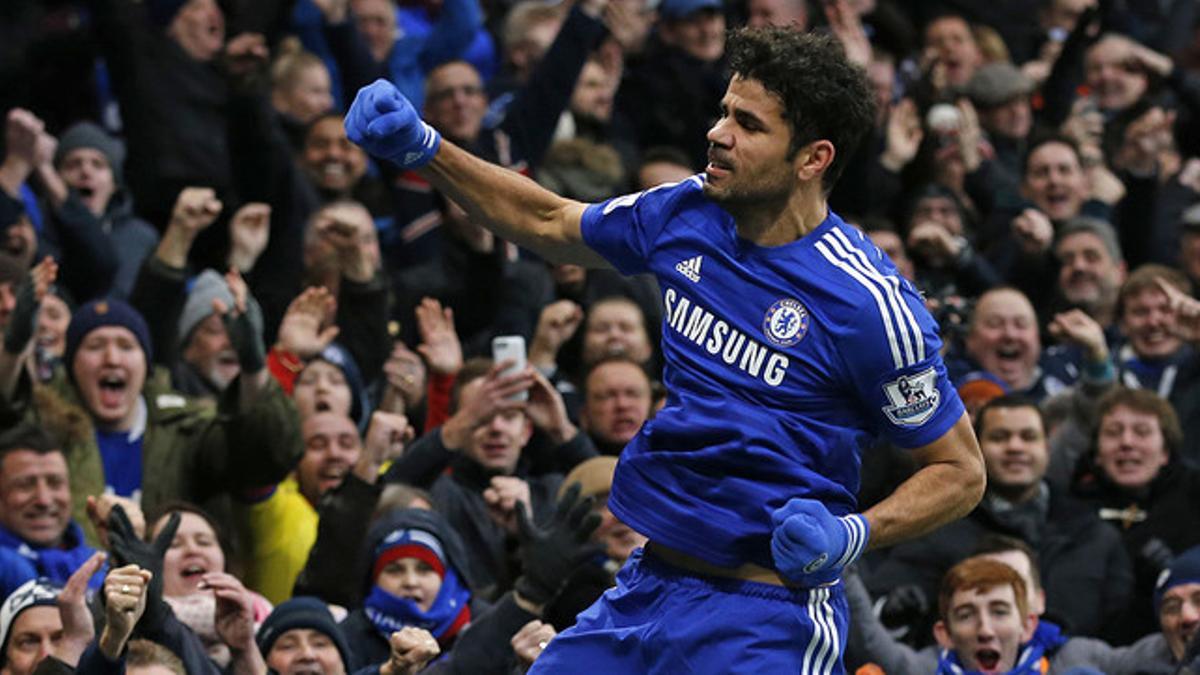 Diego Costa celebra el segundo gol del Chelsea ante el West Ham
