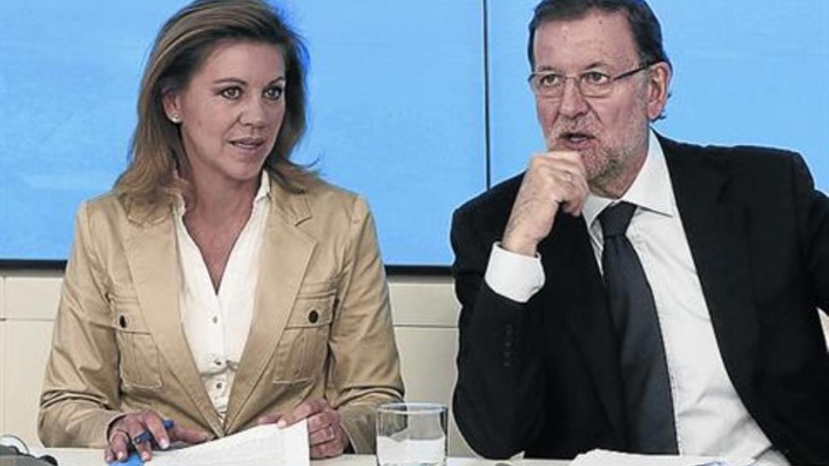 Rajoy, junto a Dolores de Cospedal, en el comité ejecutivo del PP.