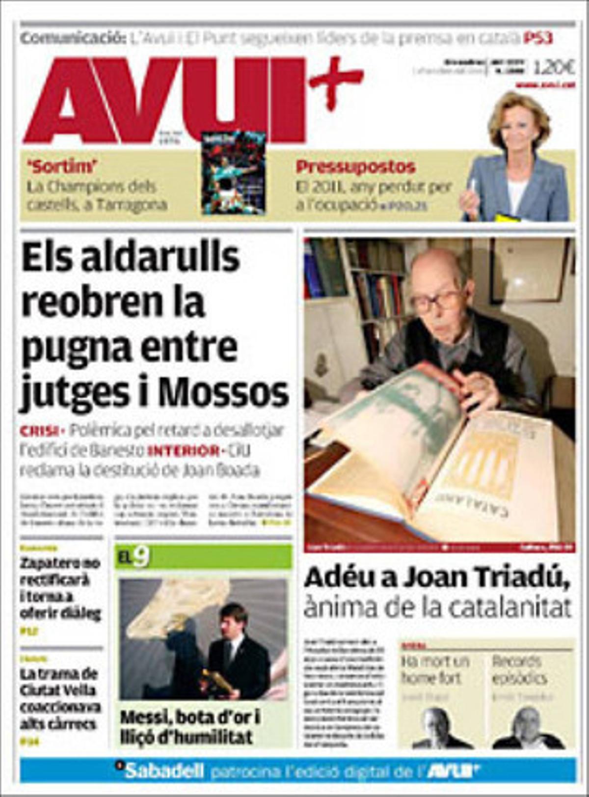 ’Avui’ entrevista Alicia Sánchez-Camacho --El PP no és l’enemic de Catalunya--, i explica que la Generalitat ja tutela 8.164 menors.