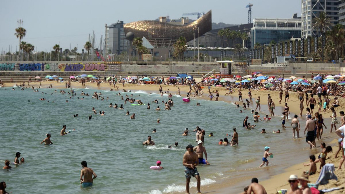 Playa de la Niva Icària de Barcelona, en verano