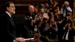 El presidente del Gobierno, Mariano Rajoy, en una reciente intervención en el Congreso