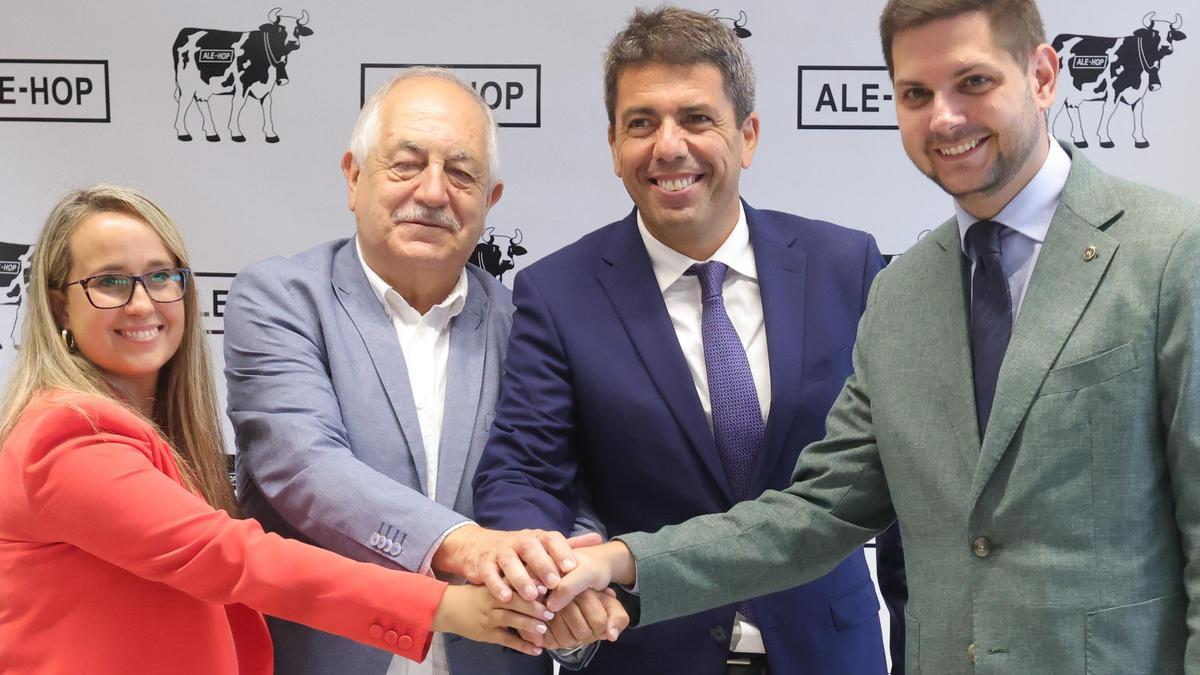 Mateu, Grimalt, Mazón y Prieto, tras la firma del acuerdo para iniciar el trámite de esta gran inversión estratégica.