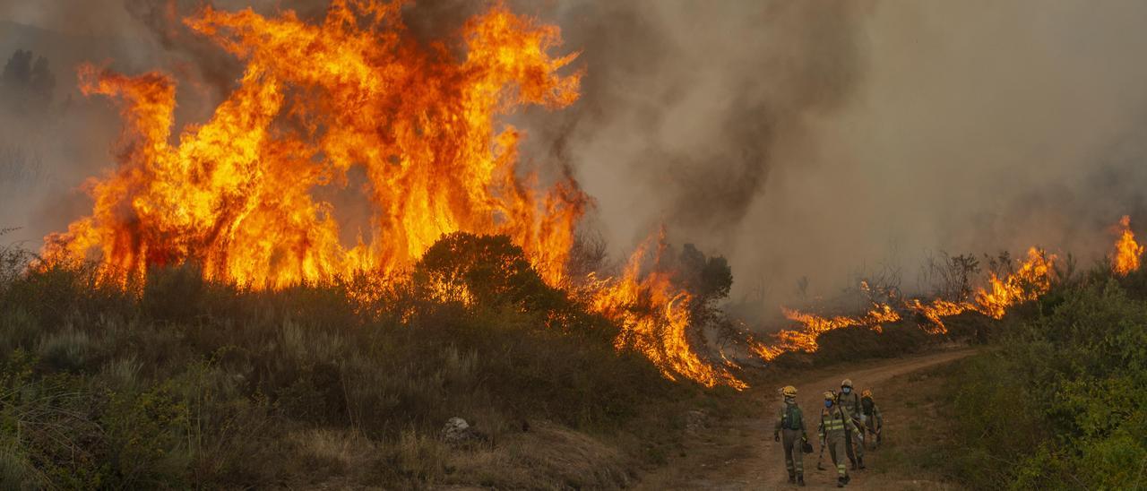 Una brigada en la extinción de un incendio (archivo).