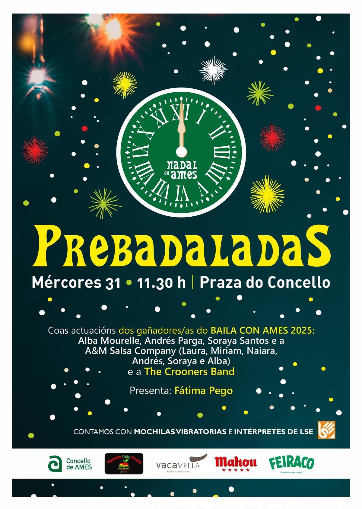 Cartel promocional das Prebadaladas 2025 de Ames.