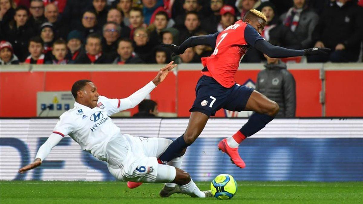 Marcelo (izquierda), del Olympique de Lyon, durante un encuentro liguero