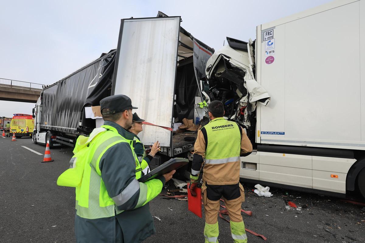 Accidente múltiple en la AP-7 en Castellón