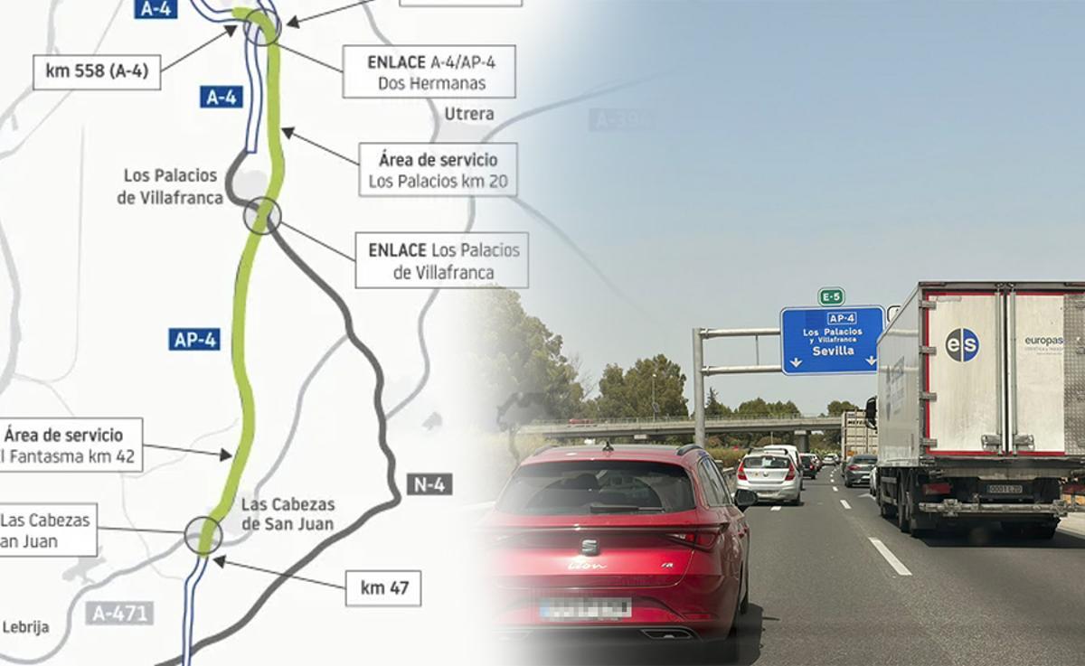 Aprobado el proyecto para el tercer carril de la autovía AP4, entre Dos Hermanas y Las Cabezas de San Juan