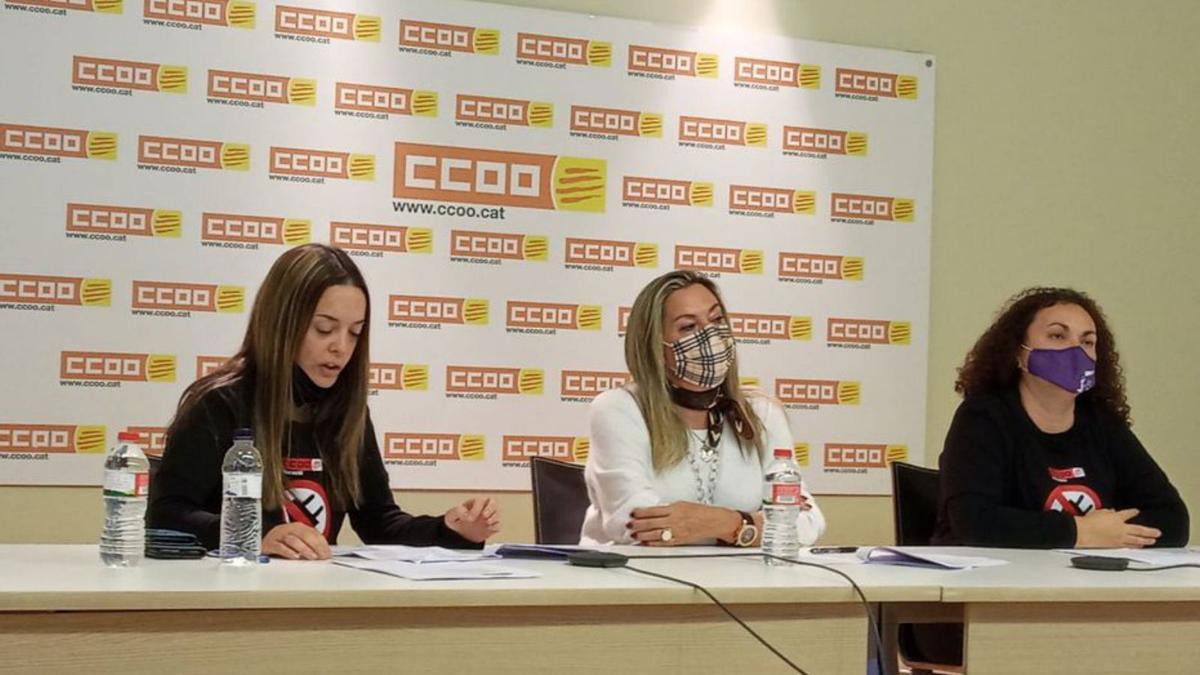 Satorra, Perona i Esperabé en roda de premsa.  | CCOO