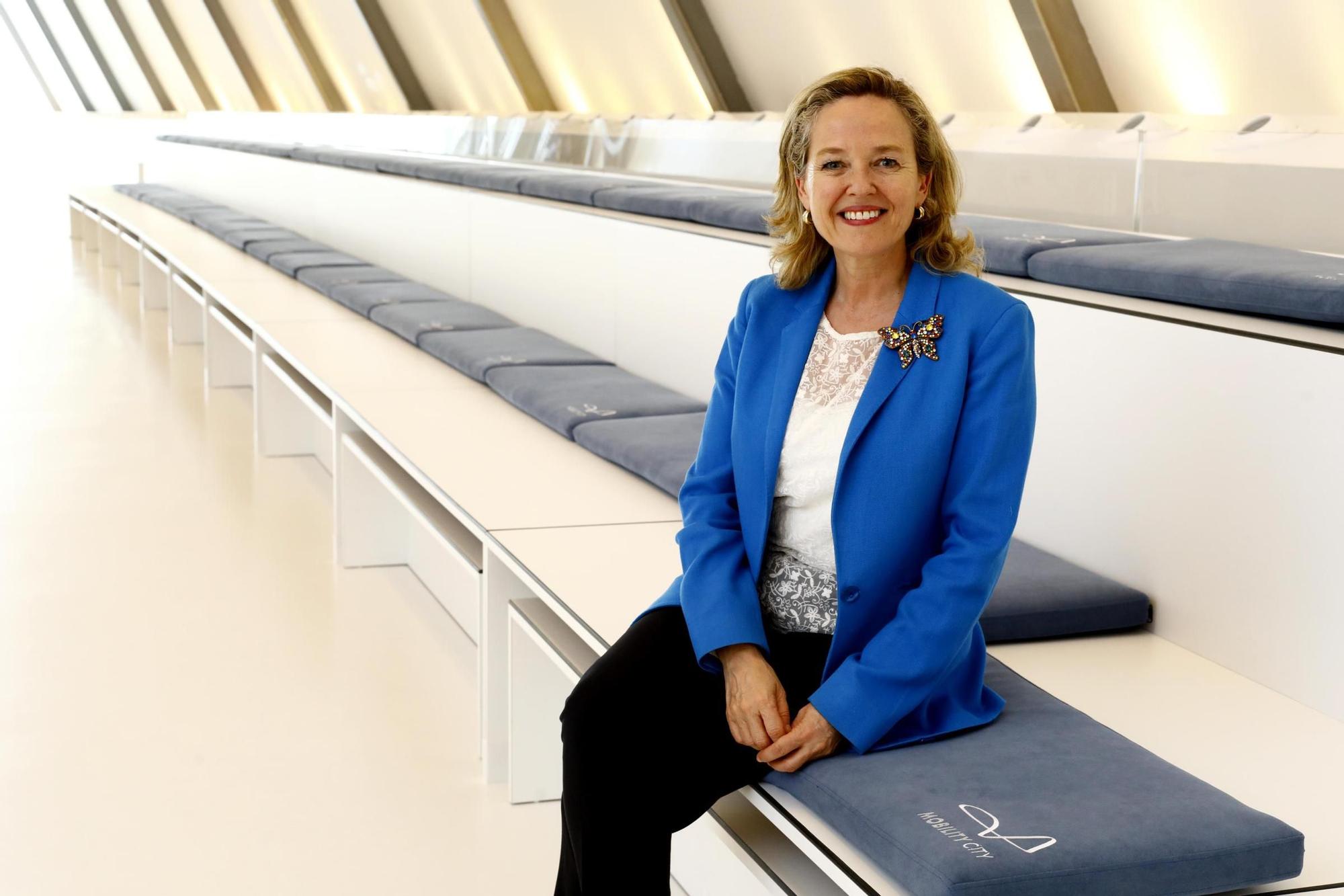 Nadia Calviño, el pasado sábado en el Pabellón Puente de la capital aragonesa