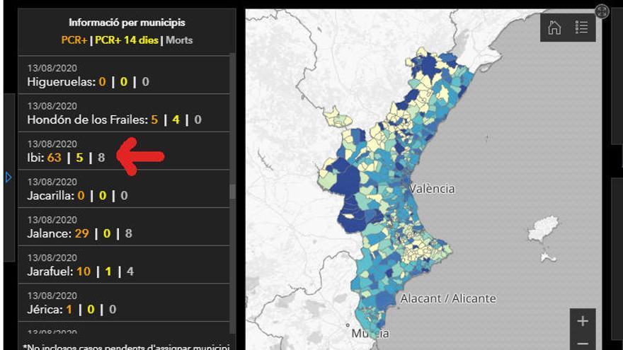 Datos oficiales de contagios en el municipio ibense hasta la fecha.