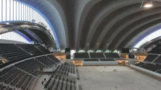 El nuevo Palacio de los Deportes de Oviedo, a vista de dron: 5.400 butacas, wifi y una iluminación de "nivel FIBA"
