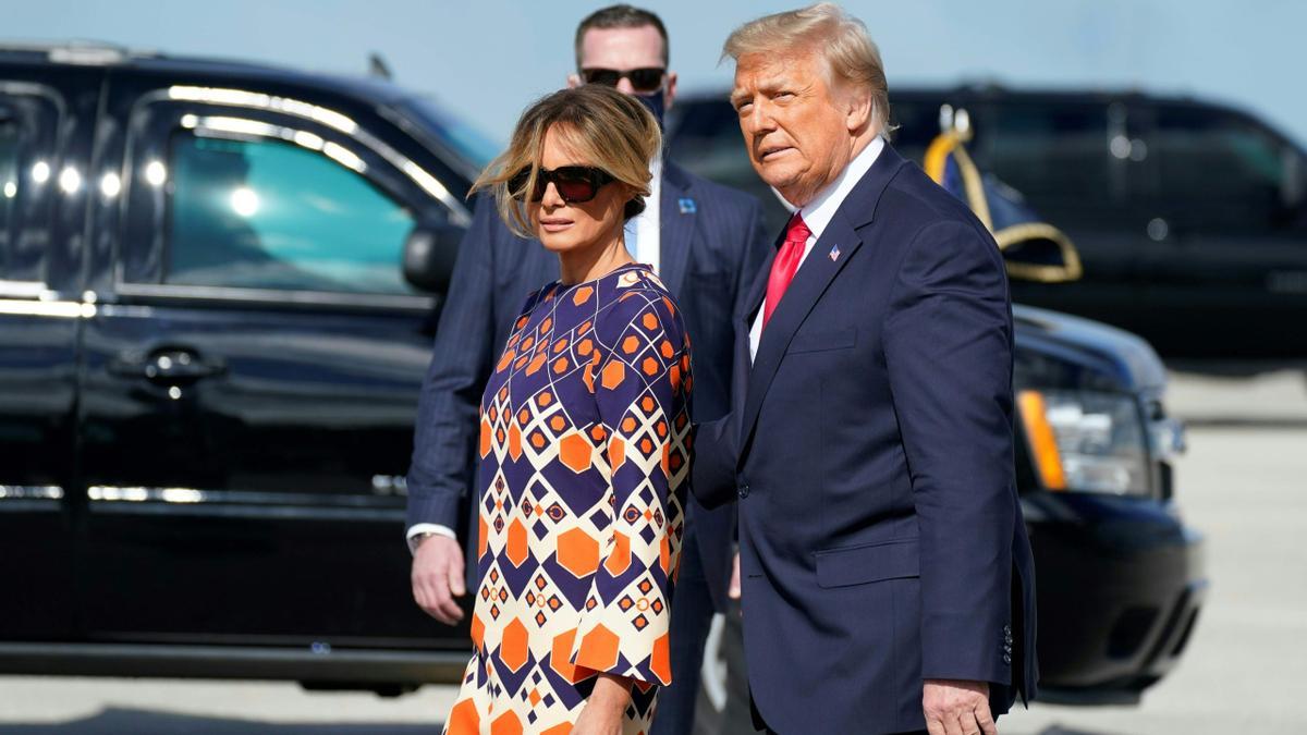 Melania y Donald Trump, a su llegada a Palm Beach (Florida)