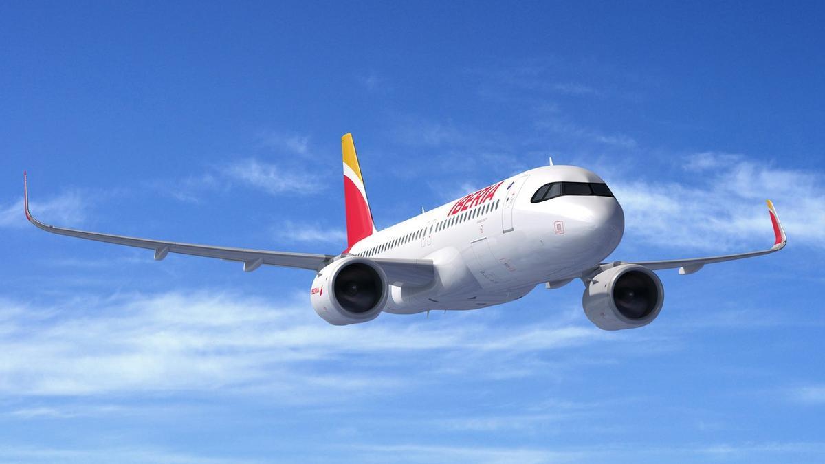 Avión de Iberia volando.