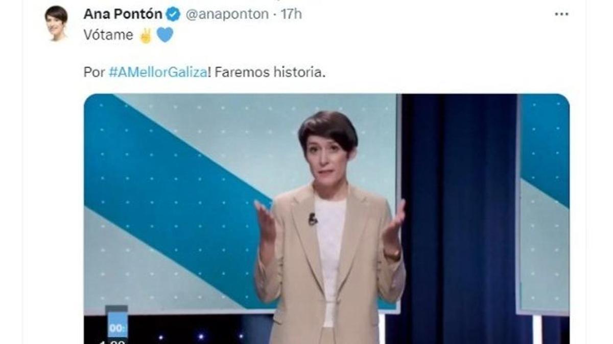 El diputado de Más Madrid difunde mensajes de Ana Pontón pidiendo el voto para el BNG.