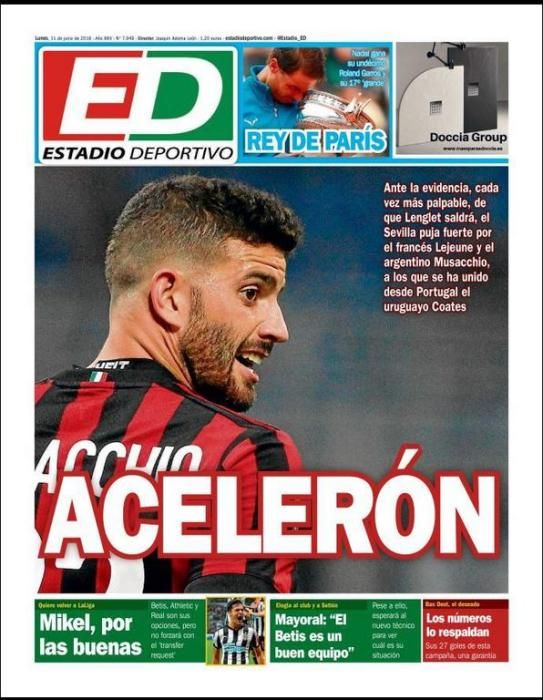 Portada ESTADIO DEPORTIVO lunes 11 de junio 2018