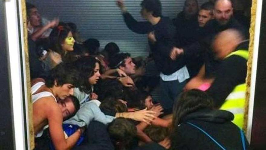 Imagen de la avalancha registrada en el «Madrid Arena»