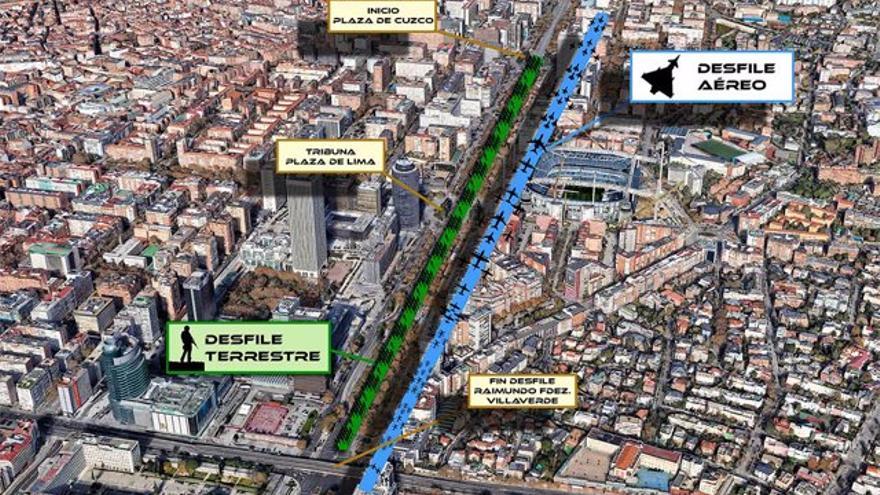 Recorrido del desfile del 12 de octubre.