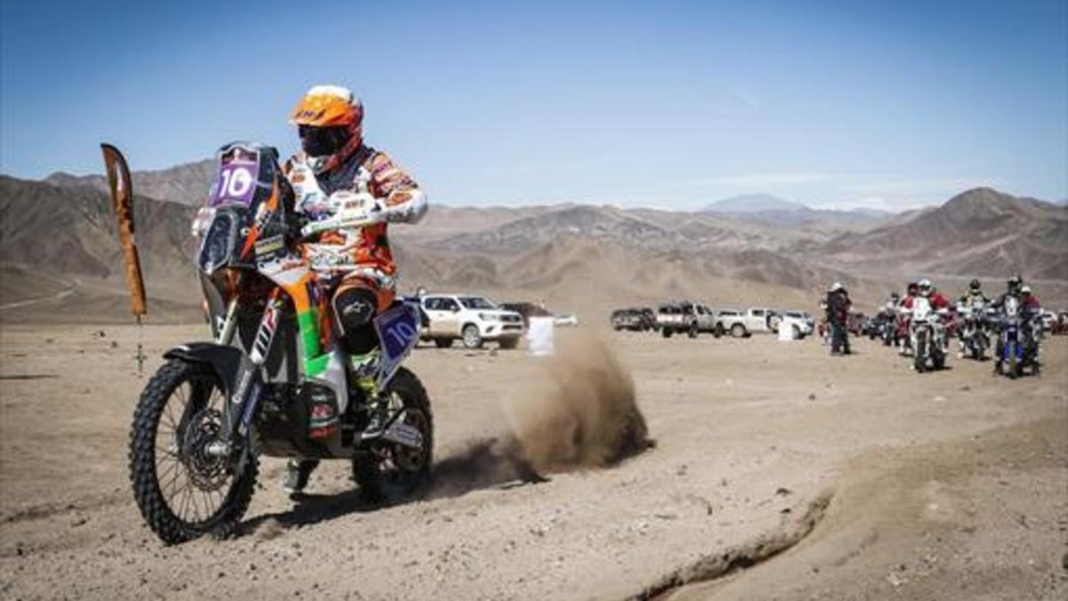 La catalana Laia Sanz (KTM), durante la etapa de ayer el rali de Atacama.