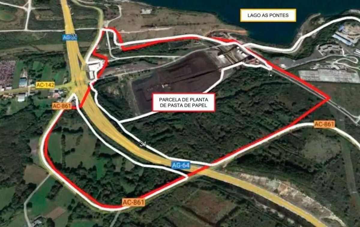 Delimitación de la ocupaciónde la planta de Ence en As Pontes.