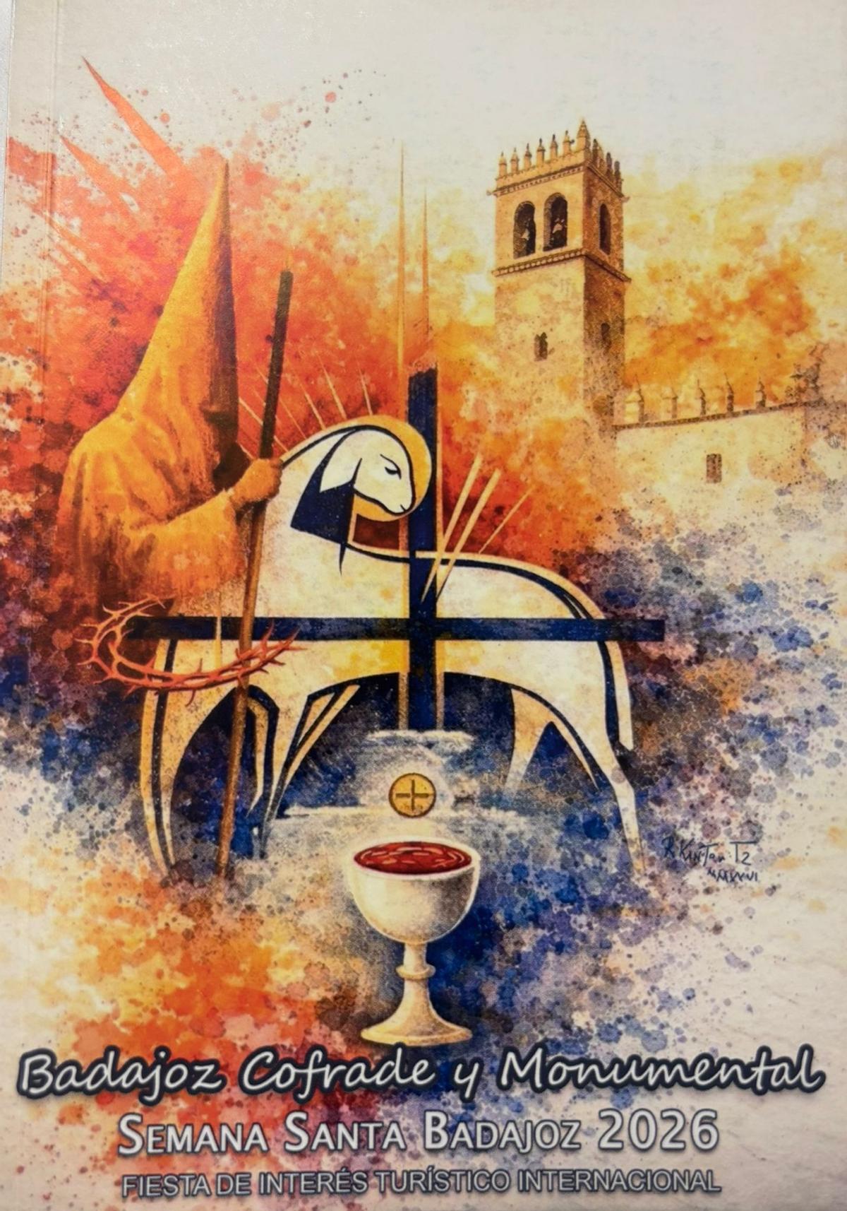 Portada de la guía cofrade y monumental de la Semana Santa de Badajoz 2026.