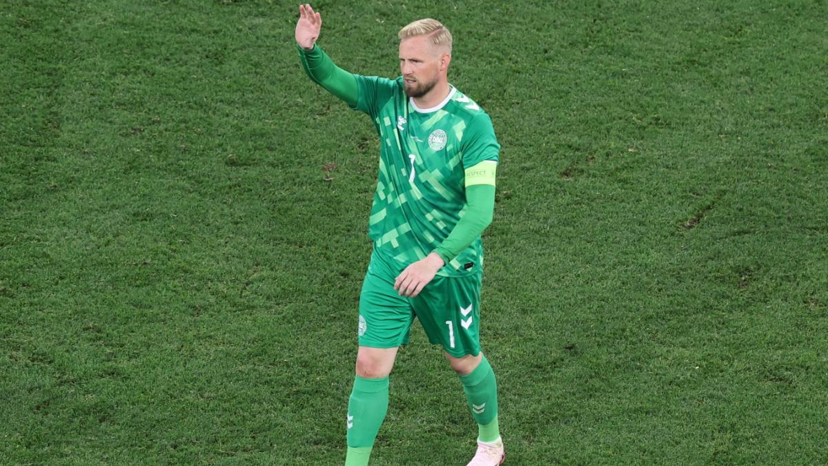 Kasper Schmeichel, durante el partido ante Serbia