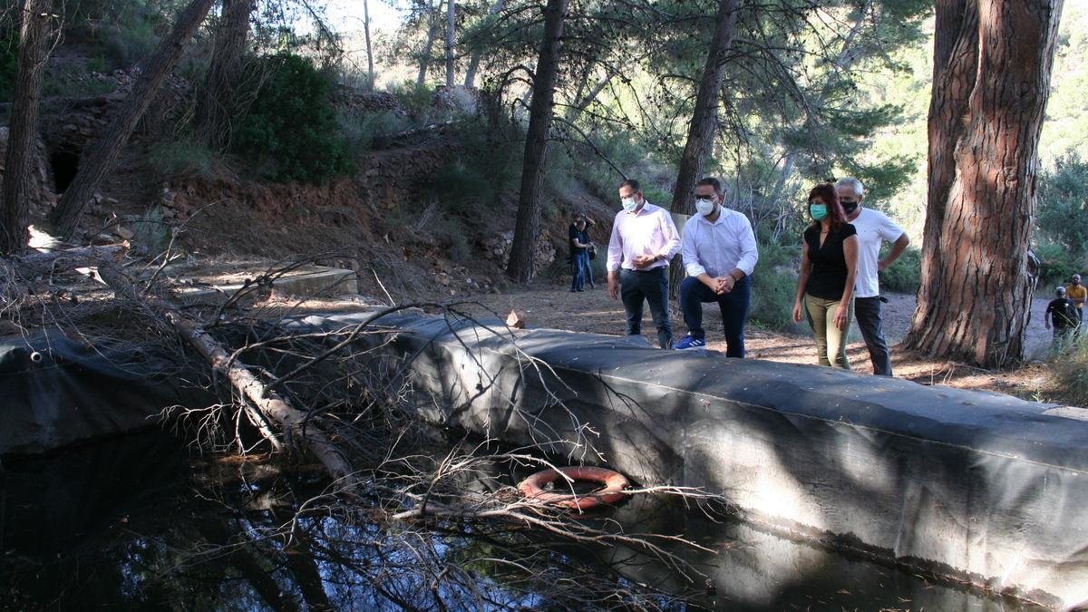 José Luis Ruiz, Diego José Mateos, Pilar Sánchez y Juan Abad, en la balsa de Villareal, el pasado verano.