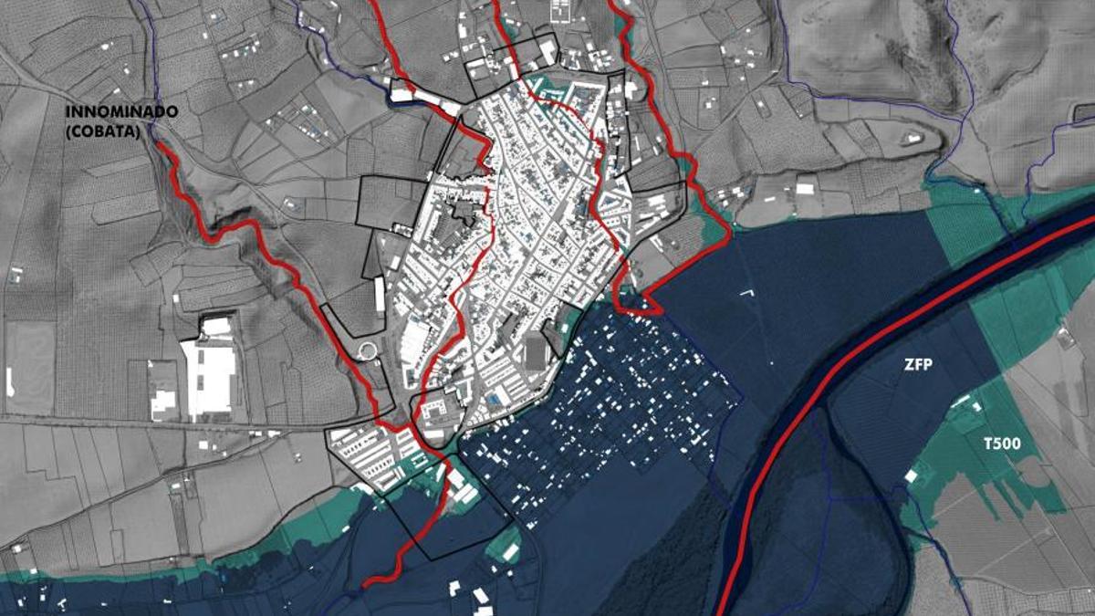Gráfico del casco urbano y el paso de los arroyos por el mismo, donde el PGOM trabajará para evitar inundaciones.