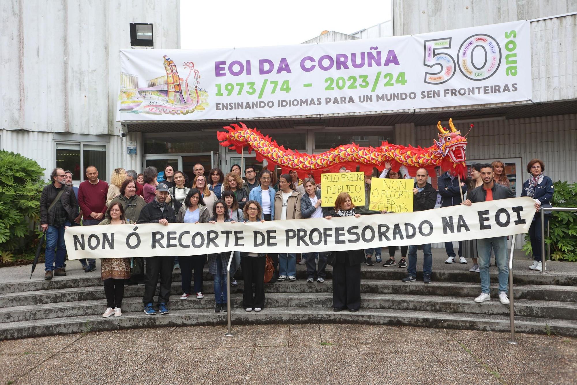 Concentración en la Escuela de Idiomas de A Coruña