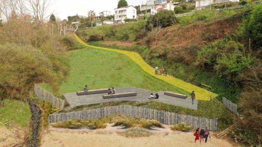 Recreación de la obra de mejora en la playa de Marín, en Miño.  | // L.O.