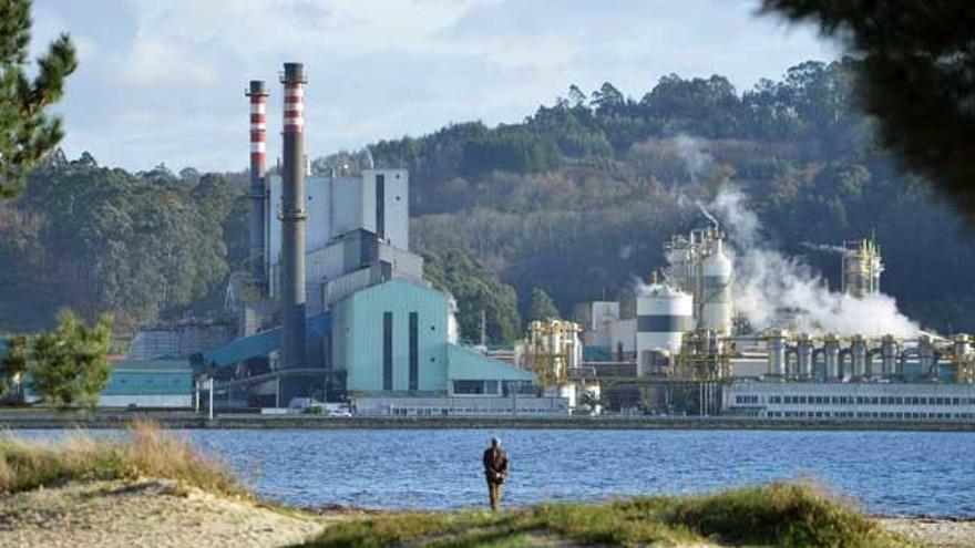 Una vista del complejo industrial de Ence desde el municipio de Poio. // Gustavo Santos