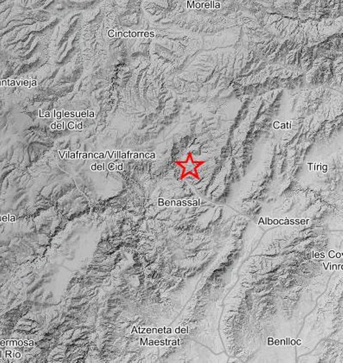 El epicentro se ha localizado se ha localizado entre Benassal y Ares, en el interior de la provincia