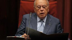 L’expresident de la Generalitat, Jordi Pujol, durant la seva compareixença davant la comissió d’Assumptes Institucionals del Parlament.