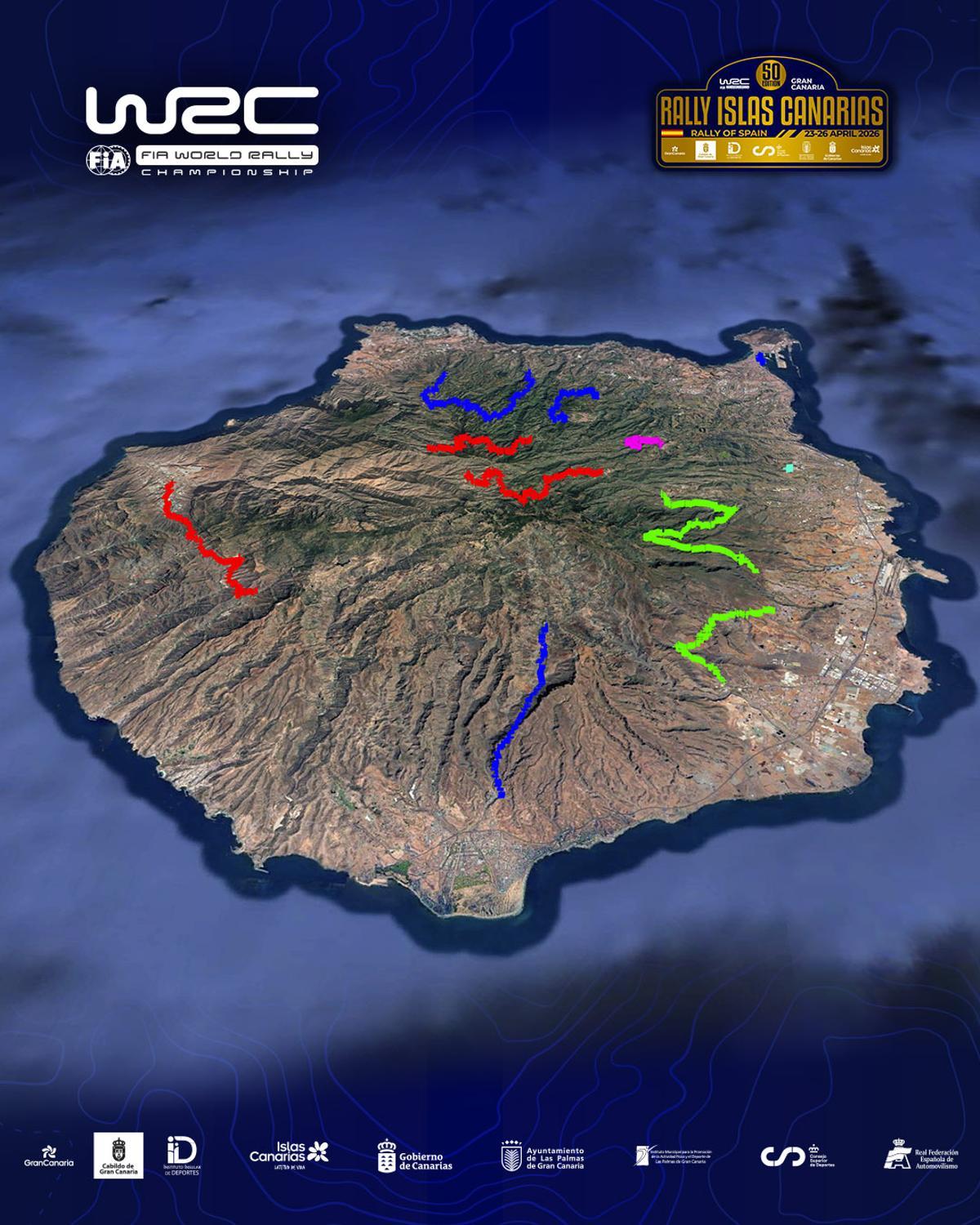 Mapa del itinerario del Rally Islas Canarias 2026.