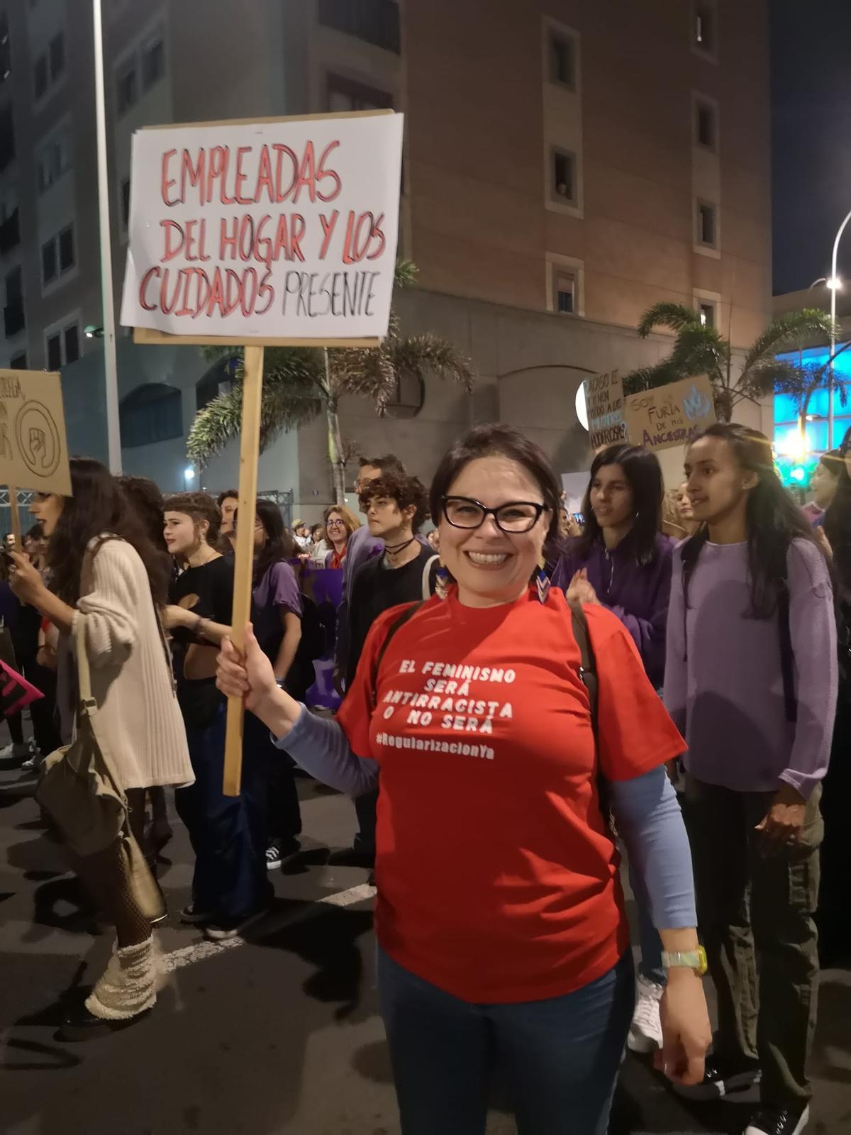 Alexa Martínez en la manifestación del 8M