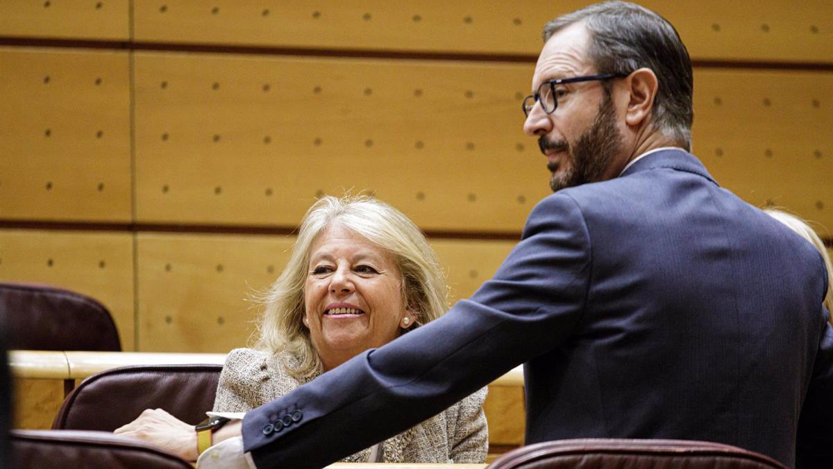 La alcadesa y senadora, Ángeles Muñoz, en su escaño en el Senado.