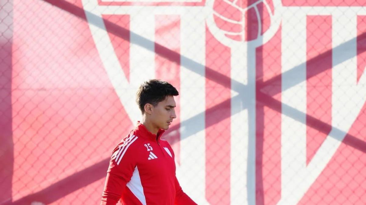 Federico Gattoni, en un entrenamiento del Sevilla FC