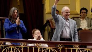 Antonio Ledezma, ex alcalde de Caracas exiliado en Madrid celebra el resultado de la votación en el Congreso de los Diputados para que el Gobierno reconozca a Edmundo González como presidente electo de Venezuela