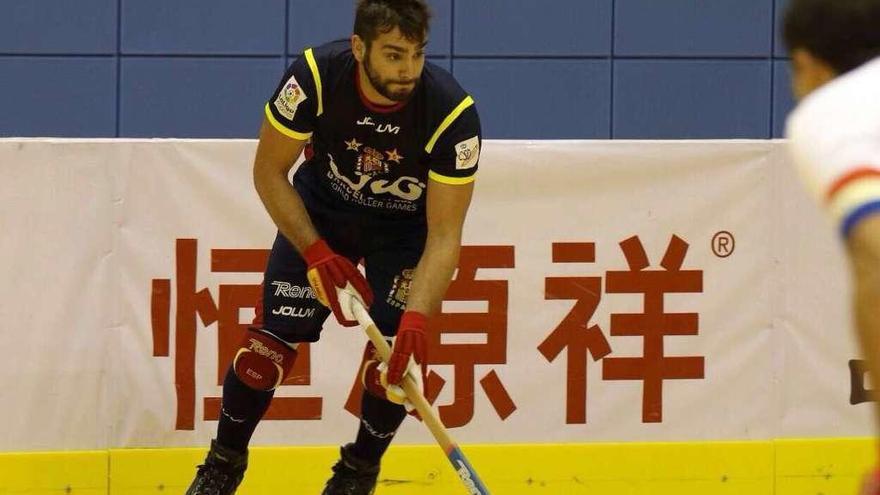 Eduard Lamas, durante el partido de ayer contra Chile en los World Roller Games.