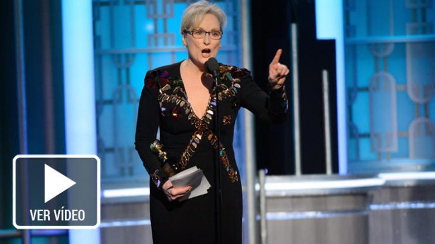 Meryl Streep durante su discurso en los Globos de Oro.