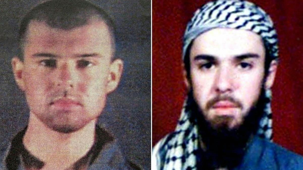 John Walker Lindh tras ser capturado en Afganistán. La imagen de la derecha es del 6 de febrero del 2002 y la de la izquierda de cinco días después.