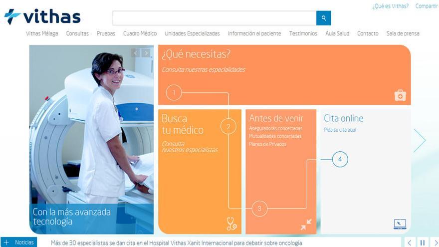 Pantallazo del nuevo portal web de Vithas.