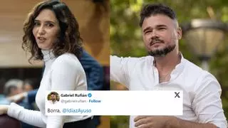 Rufián retrata a Ayuso tras sus palabras hacia el catalán y le recuerda su pasado: "Bórralo"