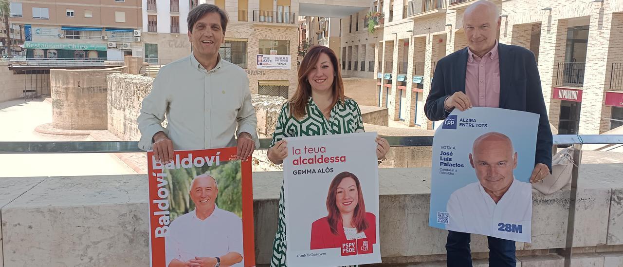 Alfons Domínguez, Gemma Alós y José Luis Palacios, alcaldables en Alzira.