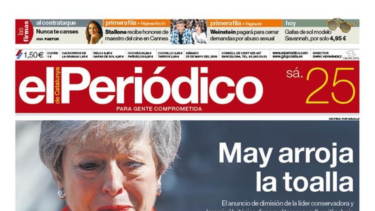 Portada de EL PERIÓDICO del 25 de mayo del 2019.