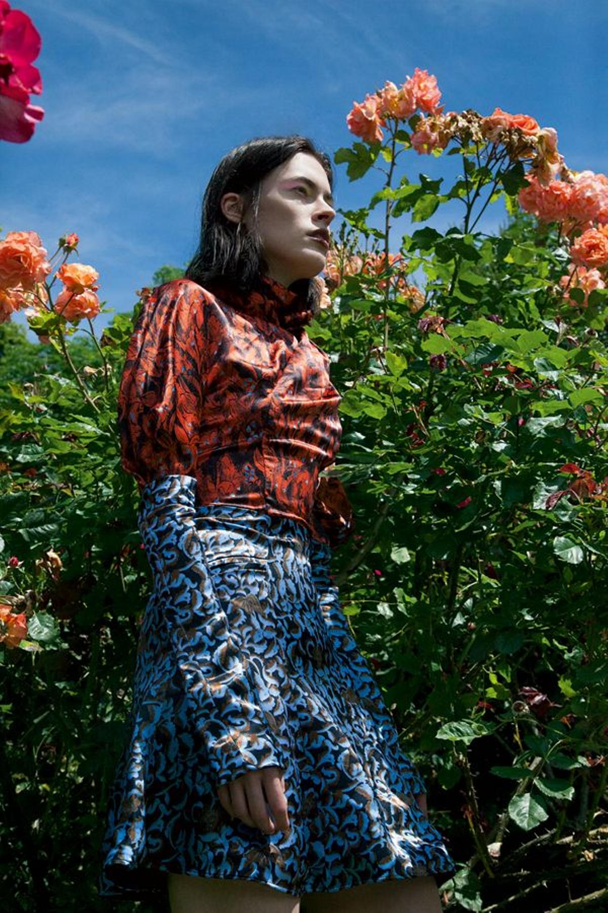 Vestido de satén de dos tonos Dior