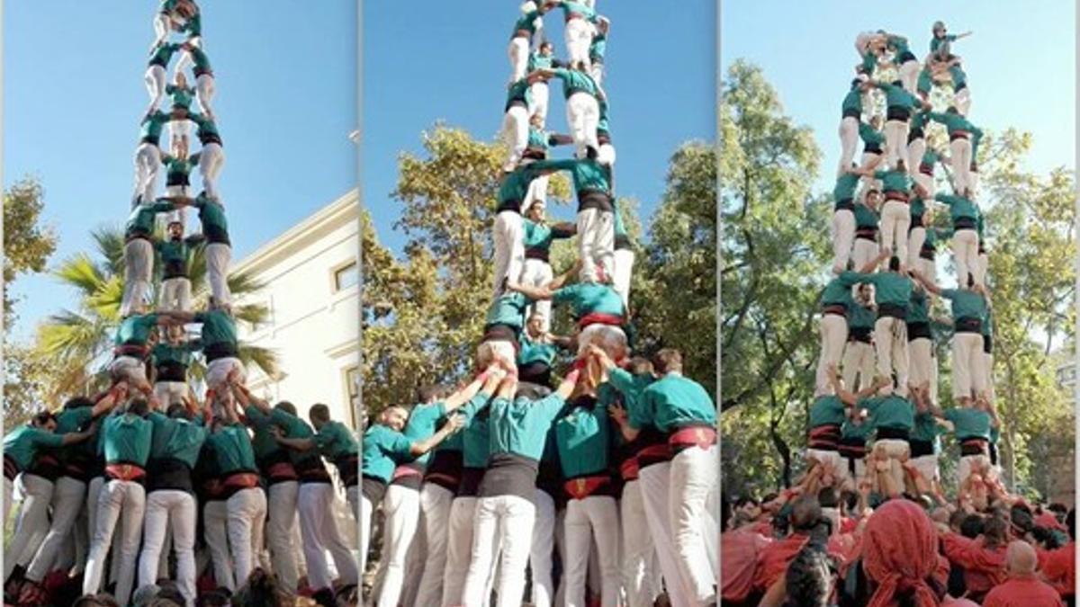 Los Castellers de Sabadell celebran en Barcelona la mejor actuación de su historia.