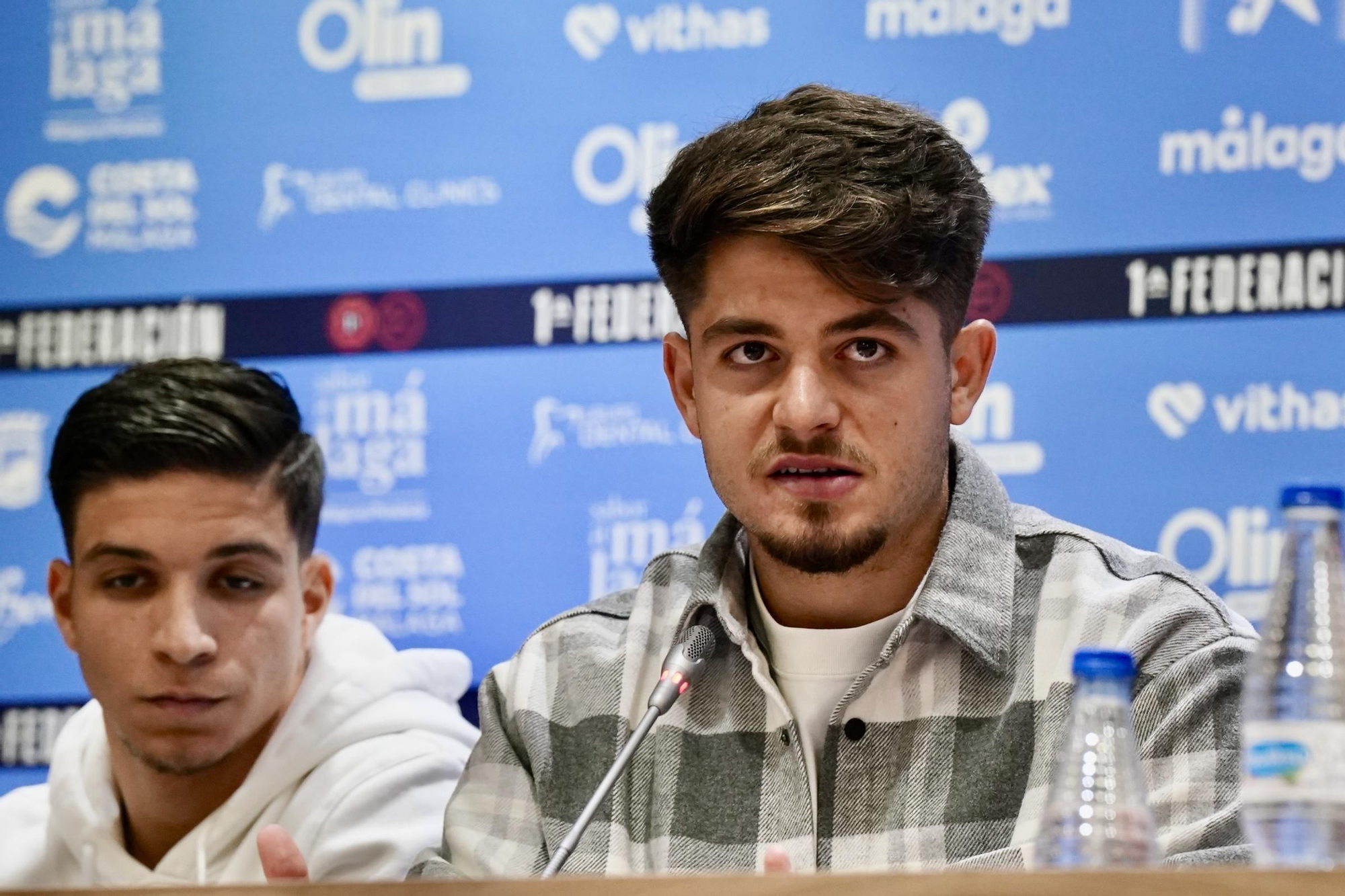 Presentación de Carlos López, Moussa, Murillo, Dani Lorenzo y Haitam, renovados con el Málaga CF