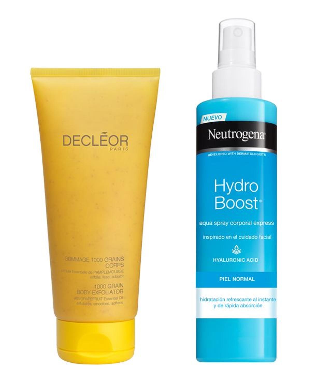 Exfoliante Gommage 1000 grains corps, Decleor, Hydro Boost Aqua spray corporal express, Neutrogena