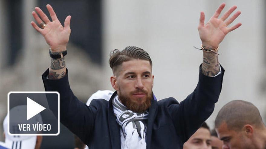 Ramos en la celebración de la undécima Champions del Madrid.