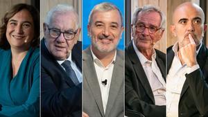 Ada Colau, Ernest Maragall, Jaume Collboni, Xavier Trias, Daniel Sirera.